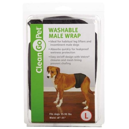 Clean Go Pet ZW6114 18 17 Washable Male Wrap L Blk